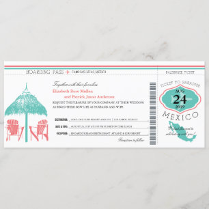 Mexico Boarding Pass Wedding Invitation