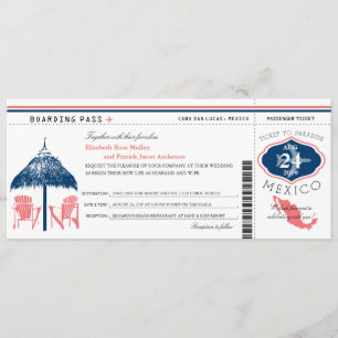 Mexico Boarding Pass Wedding Invitation