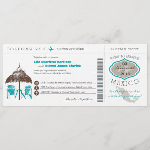 Mexico Boarding Pass Wedding Invitation