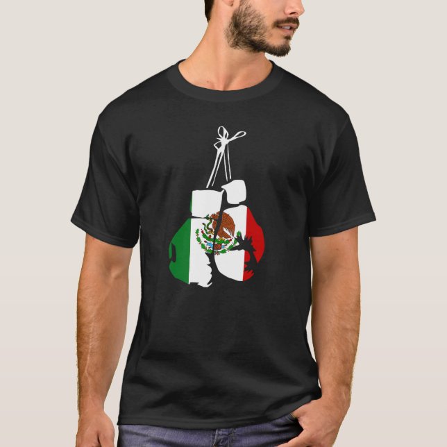 Mexico Boxing Gloves With Mexican Flag For Boxer T-Shirt (Front)
