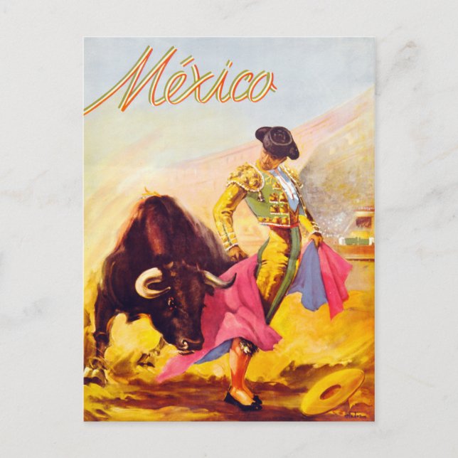 Mexico Bull Fighter Vintage Poster Restored Postcard (Front)