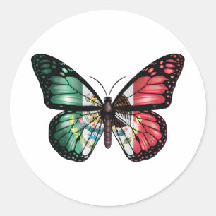Mexico butterfly monarch flag classic round sticker