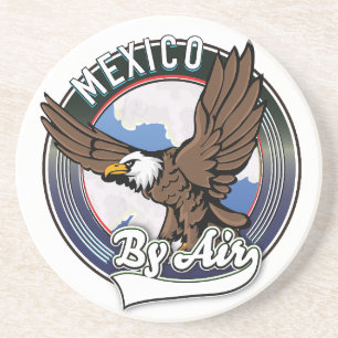 Mexico by air travel patch. coaster
