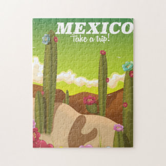 Mexico Cactus cartoon vacation print Jigsaw Puzzle