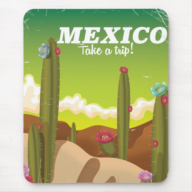 Mexico Cactus cartoon vacation print Mouse Mat (Front)