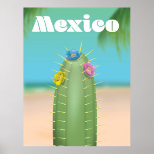 Mexico Cactus travel poster