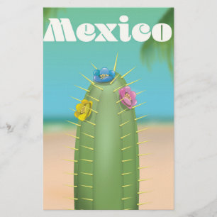 Mexico Cactus travel poster Stationery