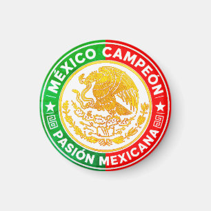 Mexico Campeon Flag Colours Graphic Crest Round  Magnet