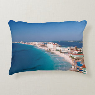 Mexico, Cancun, Aerial View Of Hotels Decorative Cushion