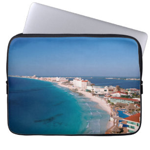 Mexico, Cancun, Aerial View Of Hotels Laptop Sleeve
