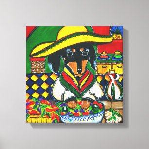 MEXICO CHEF DACHSHUND CANVAS PRINT