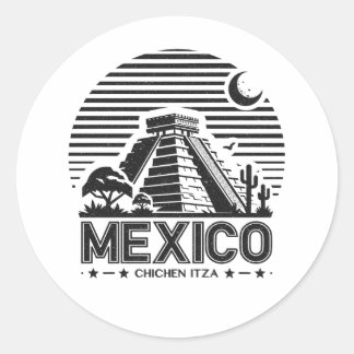 Mexico Chichen Itza Classic Round Sticker
