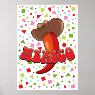 Mexico Chili Pepper cute party Poster