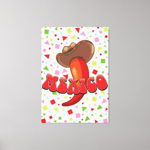 Mexico Chilli Pepper cute party Canvas Print