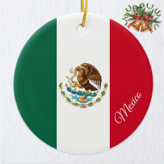 Mexico Christmas Ornament, Mexican Flag Ceramic Tree Decoration