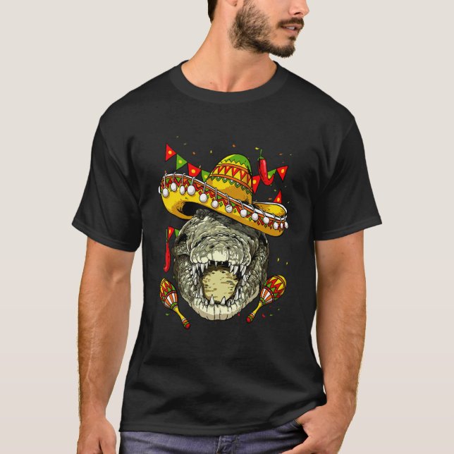 Mexico Cinco de Mayo Crocodile Sombrero Mexican Pa T-Shirt (Front)
