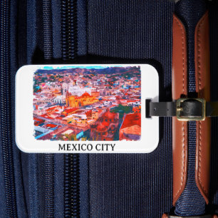 Mexico City CDMX Painting Panorama View Luggage Tag