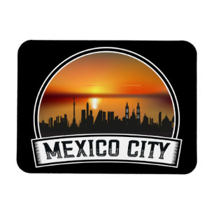 Mexico City CDMX Vintage Sunset Cityscape Magnet