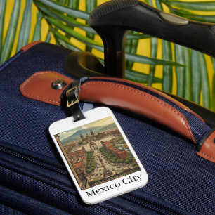 Mexico City CDMX Vintage Travel City View Luggage Tag