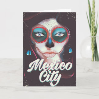 Mexico City Day of the Dead travel poster Card