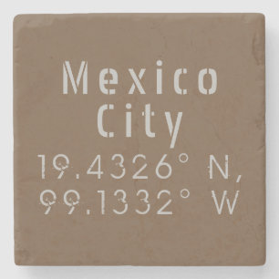 Mexico City Latitude and Longitude Stone Coaster