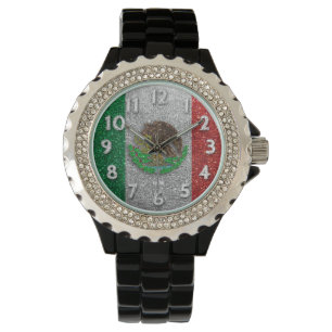 Mexico City Mexican Flag Bling Glitter Fashion Watch