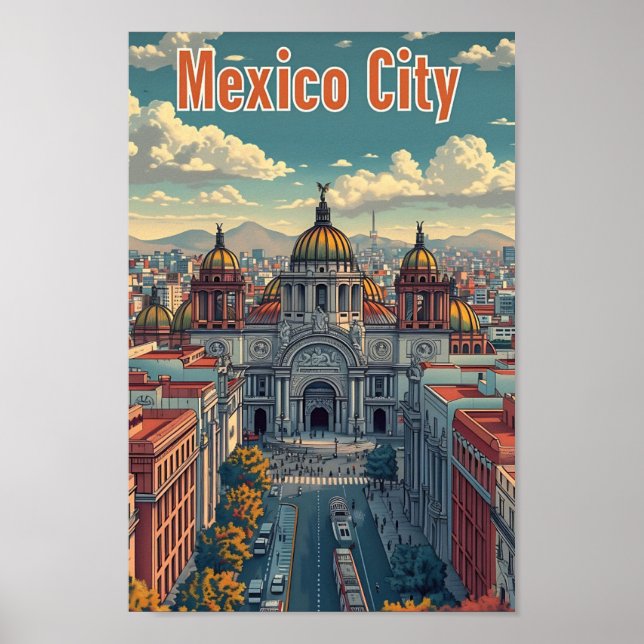 Mexico City Mexico Artistic Travel Illustration Poster (Front)