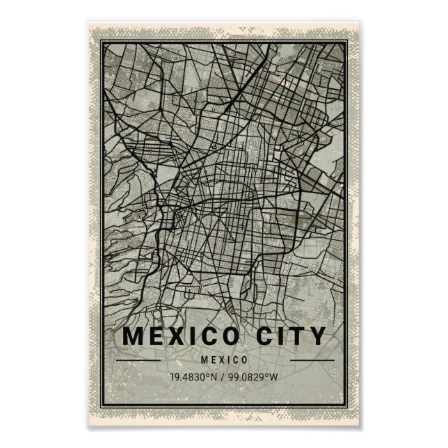 Mexico city mexico map print poster canvas (Front)