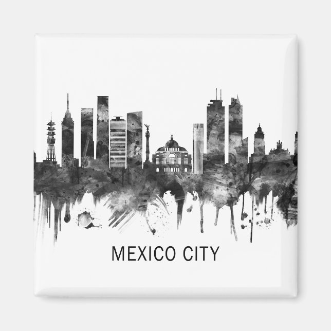 Mexico City Mexico Skyline BW Magnet (Front)