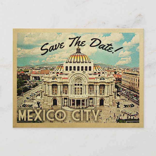 Mexico City Save The Date Palacio de Bellas Artes Announcement Postcard (Front)
