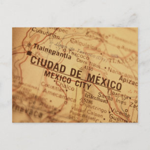 MEXICO CITY Vintage Map Postcard