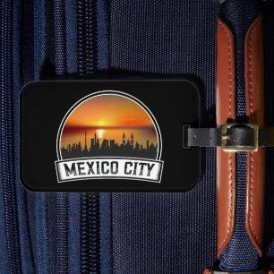 Mexico City Vintage Sunset Cityscape Luggage Tag