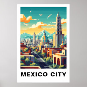 Mexico City Vintage Travel Art Poster