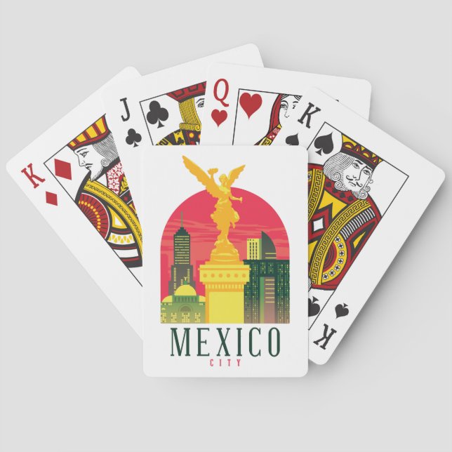 Mexico City Vintage Travel Postcard Playing Cards (Back)