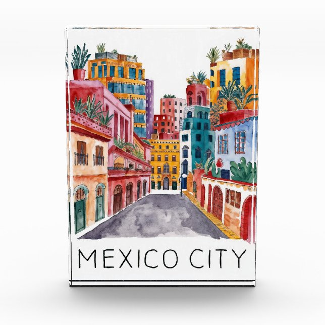 Mexico City watercolour Photo Block (Front)