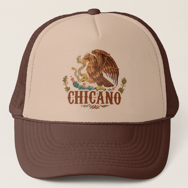 Mexico Coat of Arms Chicano Trucker Hat (Front)