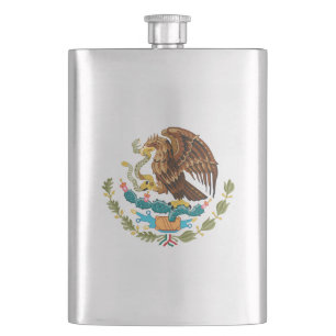 Mexico Coat of Arms - Flag of Mexico Hip Flask
