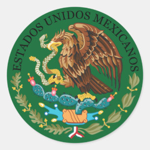Mexico Coat of Arms Round Sticker