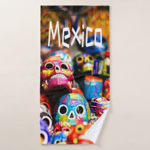 Mexico Colourful Bright skulls Bath Towel