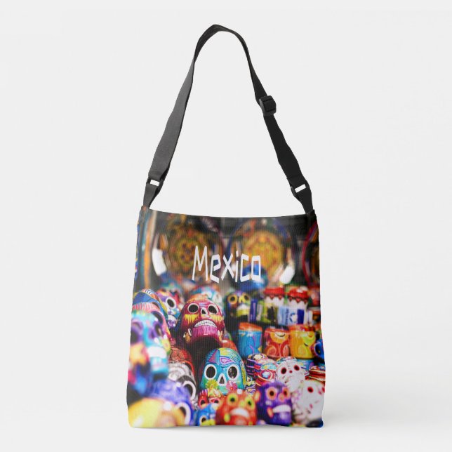 Mexico Colourful Bright skulls Crossbody Bag (Back)
