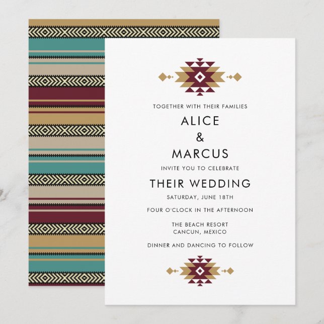 Mexico Colourful Summer Desert Wedding Invitation (Front/Back)