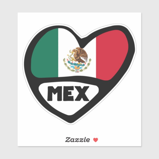 Mexico Country Code Flag Heart, MEX  (Sheet)