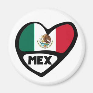 Mexico Country Code Flag Heart, MEX Magnet