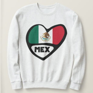 Mexico Country Code Flag Heart, MEX Sweatshirt