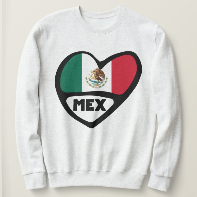Mexico Country Code Flag Heart, MEX Sweatshirt (Design Front)