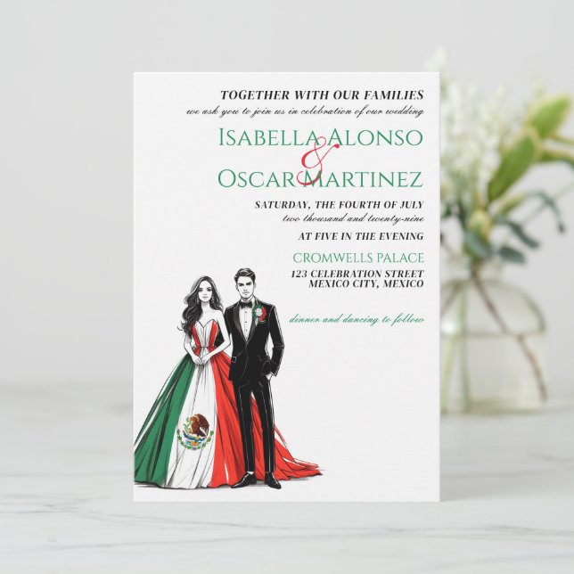 Mexico Couple Wedding Invitation (Standing Front)