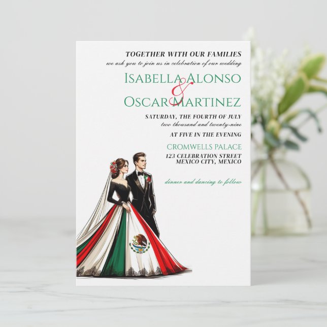 Mexico Couple Wedding Invitation (Standing Front)