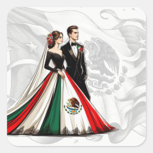 Mexico Couple Wedding Square Sticker