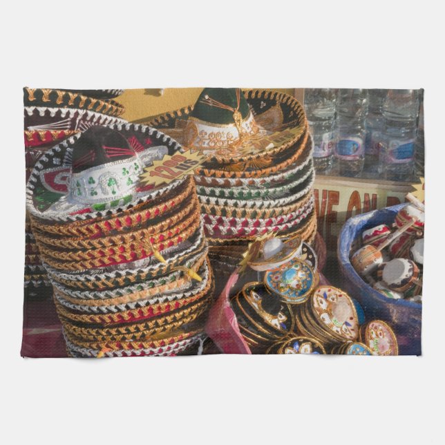 Mexico, Cozumel. Souvenirs in Isla de Cozumel Tea Towel (Horizontal)