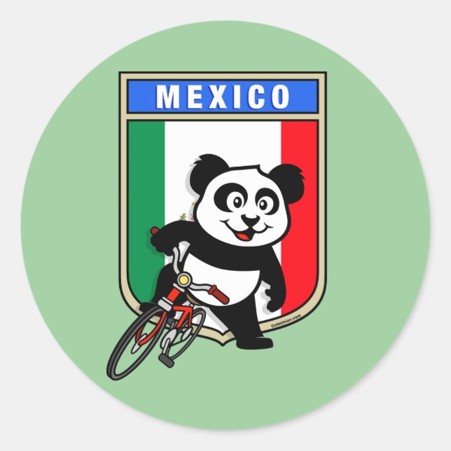 Mexico Cycling Panda Classic Round Sticker (Front)